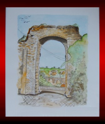 Arch of Giulianello - watercolours - in. 11 x 15