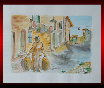 Old town of Giulianello - watercolours - in. 11 x 15